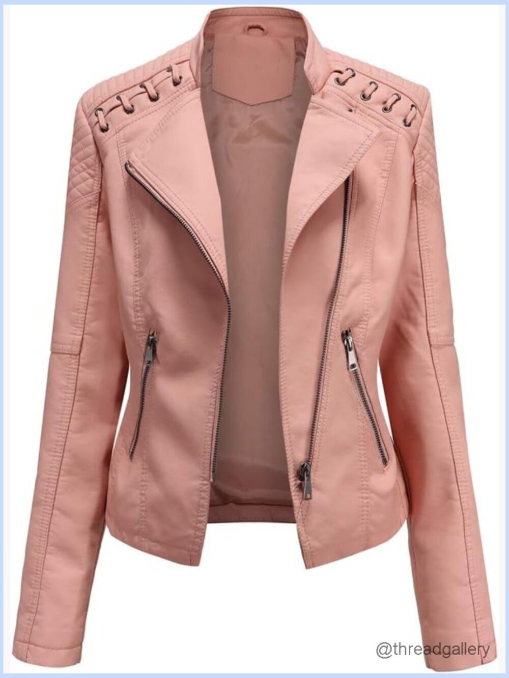 Faux Leather Bomber Jacket Women Belted Motorcycle Jacket